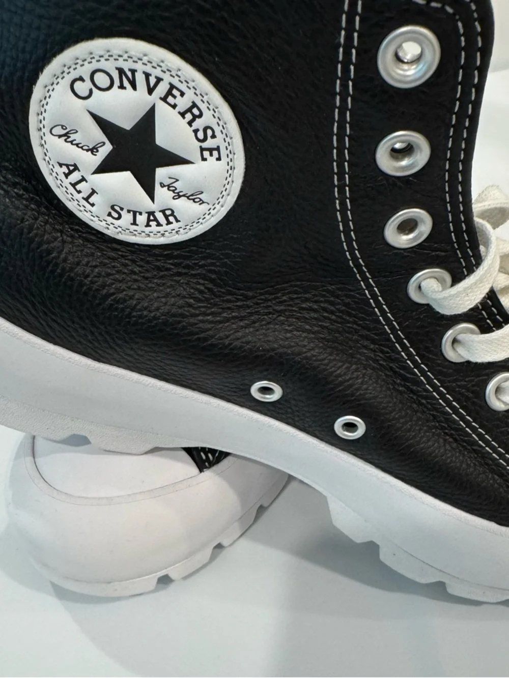 Black High-Top Leather Converse - Picture 4 of 8